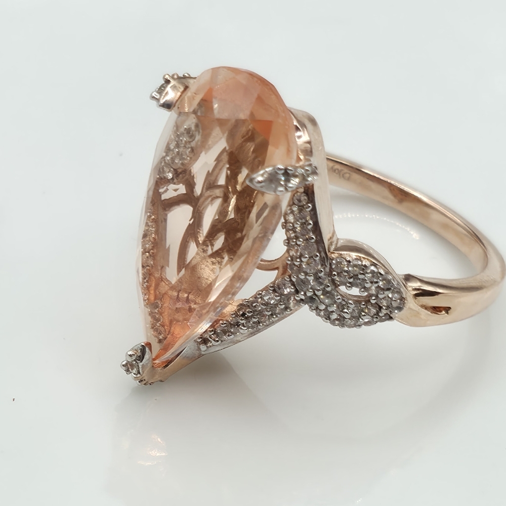 Morganique Quartz Ring in Vermeil Rose Gold Over Sterling Silver - Picture 3 of 10